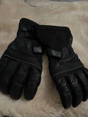 Harley-Davidson Black Leather Textile Motorcycle Gloves